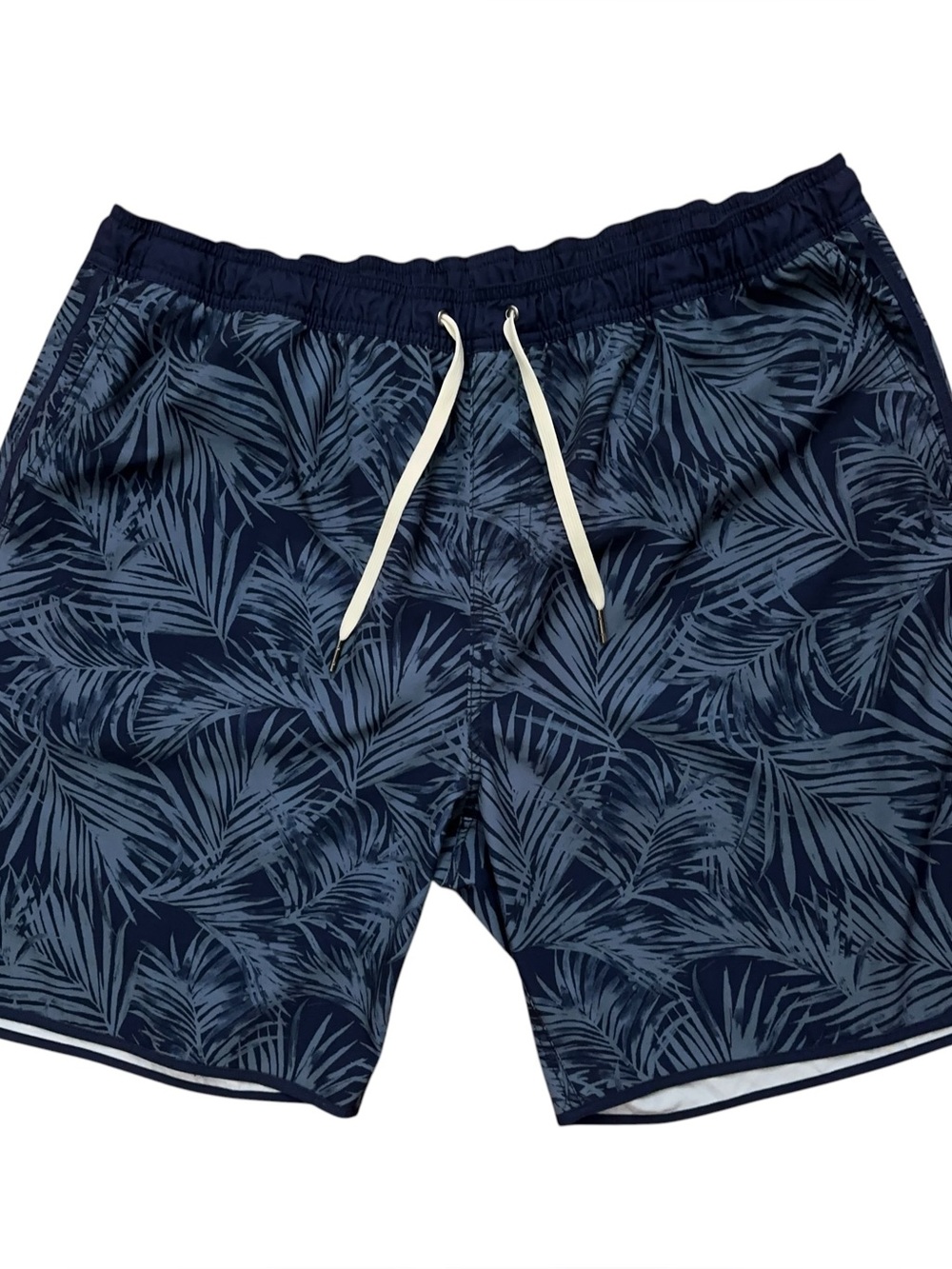 Fair Harbor Anchor Swim Trunks Mens Size 3XL Lined Drawstring Leaf Print Blue